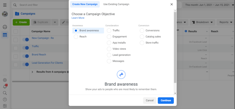 Brand Awareness vs Reach Facebook Ads